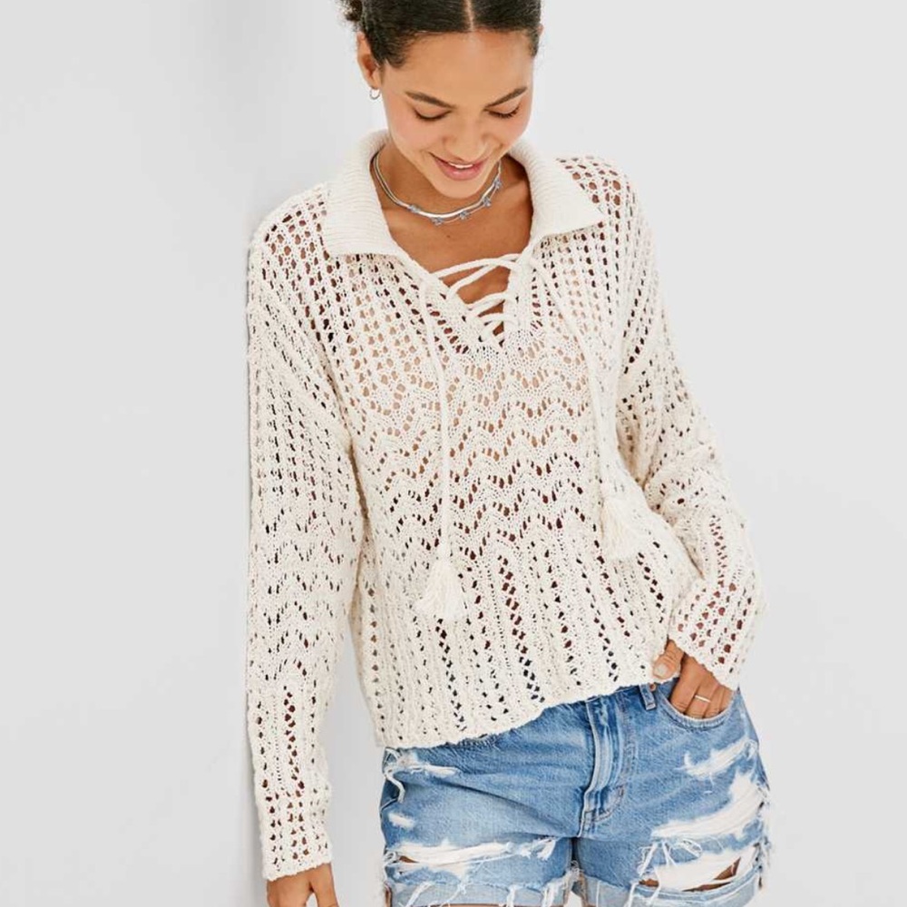 NWT American Eagle Crochet Sweater - XS